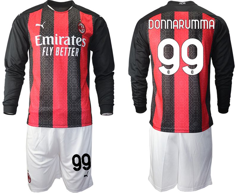 Men 2020-2021 club AC milan home long sleeve #99 red Soccer Jerseys->customized soccer jersey->Custom Jersey